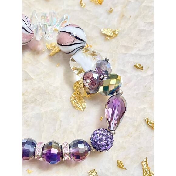 Purple Crystal Beaded Bracelet Set - Picture 16 of 16